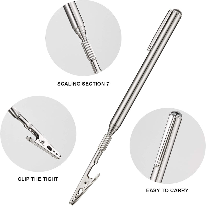 [Australia - AusPower] - 2 Pieces Telescoping Clip Telescopic Metal Wire Joint Clamp with Pen Clip Extendable for Mechanics Home Automobile Repairing Jewelry Fastening Picking Items (Range 8.27-36 Inch) 