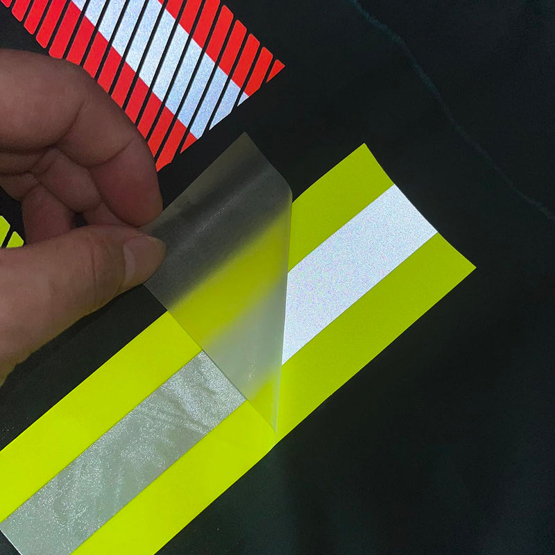 High Visibility Reflective Heat Transfer Vinyl Iron On Tape for Clothing 2in x 5yd (Fluorescent Yellow/Silver) Fluorescent yellow/silver