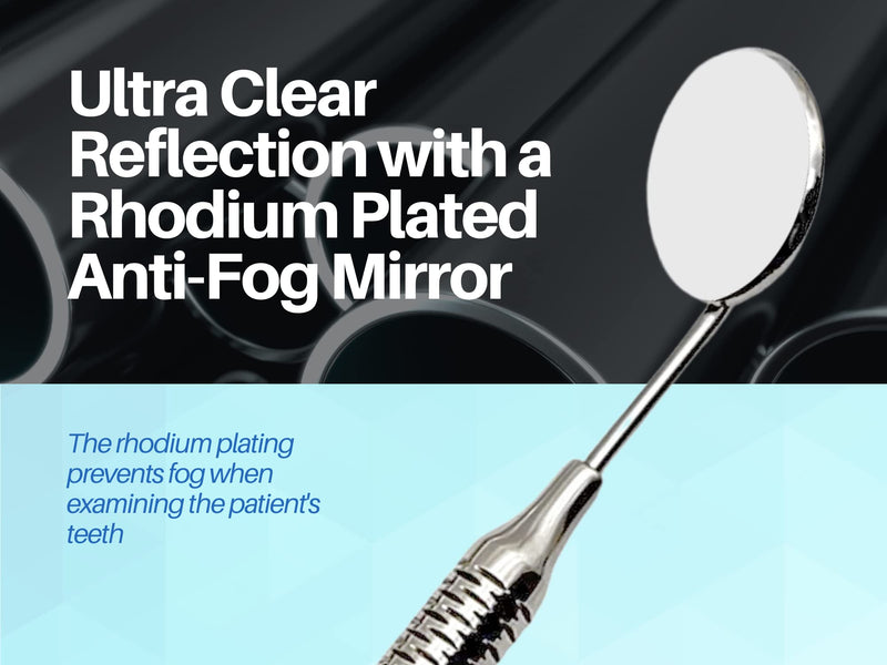 [Australia - AusPower] - Dental Mirrors Set of 5 Chrome Plated Thick Handle Tools for Teeth Cleaning Inspection, Oral Hygiene Mouth Mirror for Daily Use by Artman Instruments (Chrome) 