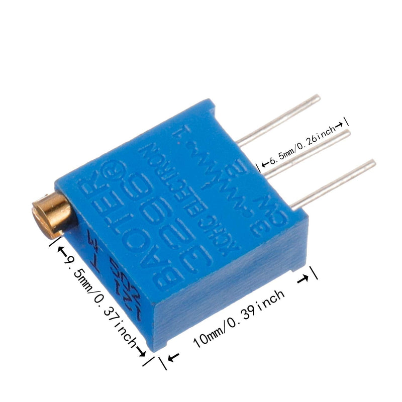 [Australia - AusPower] - BOJACK 12 Values 60 pcs Variable Resistor 100 to 500K ohm 3296W Multiturn Trimmer Potentiometer Assortment Kit 