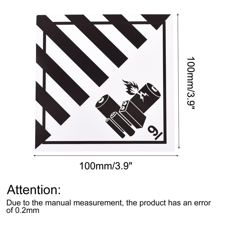 MECCANIXITY Square Hazard Class 9 UN3480 Batteries Labels White with Black Words 3.9 x 3.9 inch Pack of 100