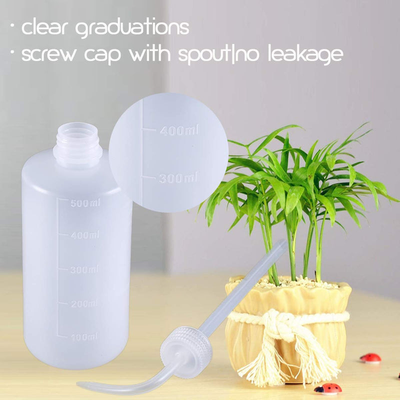 [Australia - AusPower] - 2Pack 500ml Squeeze Bottle 16oz, No Spill Wash Bottles Large with Handy Measurement Lines, Wash Bottles Squeeze Spout Flowing Well 2x500ml White 