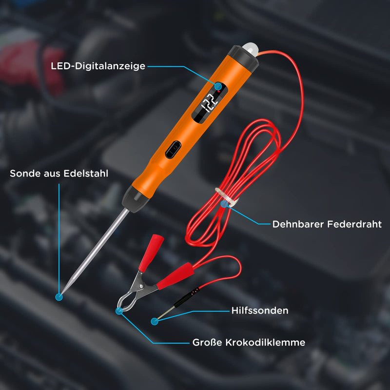 [Australia - AusPower] - Voltage Tester Car Test Lamp Voltage Tester DC 6V 12V 24V Current Tester Digital LED Car Circuit Tester Car Circuit Test Pen 