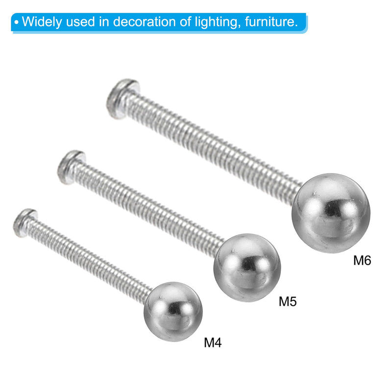 [Australia - AusPower] - PATIKIL M4x25mm Ball Nuts Knob, 8 Pcs Female Thread 304 Stainless Steel Round Blind Hole Screw Cap Cover for Lighting Machinery DIY Decoration, Silver 