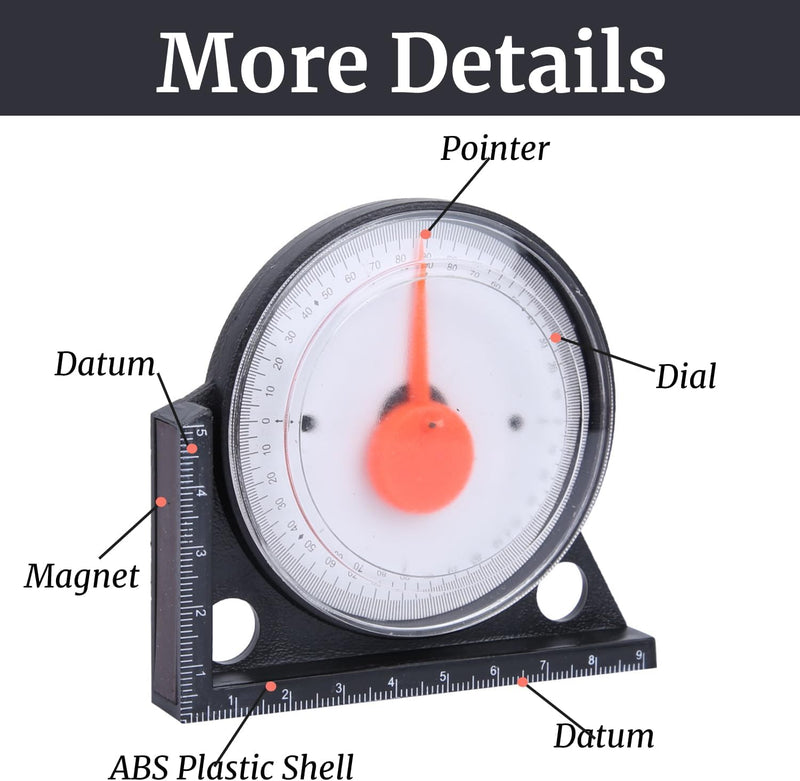 [Australia - AusPower] - Inclinometer, Mini Inclinometer Gauge, Multifunctional Plastic Inclinometer Angle Finder Level Meter for Construction Pipe Stairs Measurement 