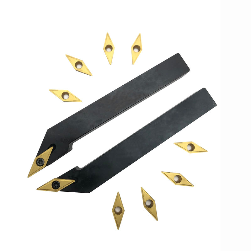 [Australia - AusPower] - 2pcs 1/2" Indexable Metal Lather Turning Tool Holder Boring Bars with VCMT110304/VCMT32.51 Carbide Turning Inserts,VCMT Insert Mutilayer Coated CNC Lathe Replacement Cutters Inserts 