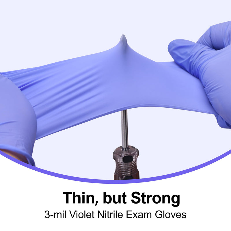 [Australia - AusPower] - Disposable Nitrile Exam Gloves, 3mil, Medium, Box of 100, Violet Nitrile Gloves Disposable Latex Free for Medical, Cleaning, Cooking & Esthetician, Food-Safe, Powder-Free, Purple 