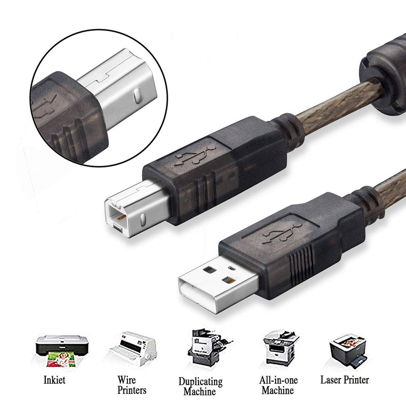 Tan QY Active USB 2.0 Printer Cable 100Ft - A-Male to B-Male High Speed Printer/Scanner/Repeater Cable for HP, Canon, Lexmark,Dell, Samsung etc (100Ft/30M) 100Ft/30M