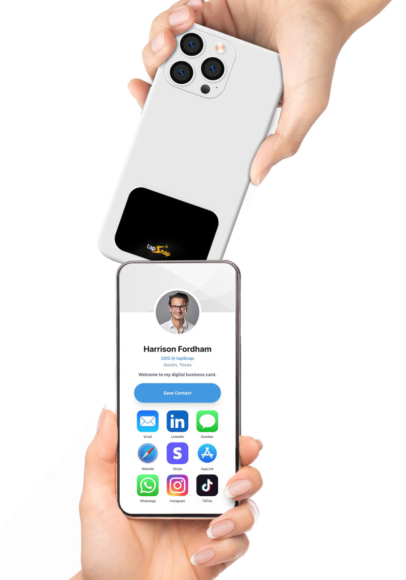 [Australia - AusPower] - Dot Digital Business Card for Back of Phone (TapSnap) | No Subscription/No-Fee | Instantly Share Contact Info, Socials & More - for iPhone and Android - NFC Tap to Share (Black) Black 