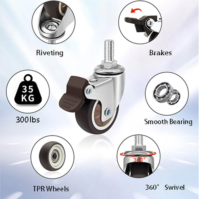 [Australia - AusPower] - Stem Casters, 360 Degree Swivel Stem TPR Wheels with Metric M6-1.0x15mm M8-1.25x15mm M10-1.5x15mm Thread Industrial Castors for Carts, Furniture, Dolly, Workbench 2.0 inch with Brakes 