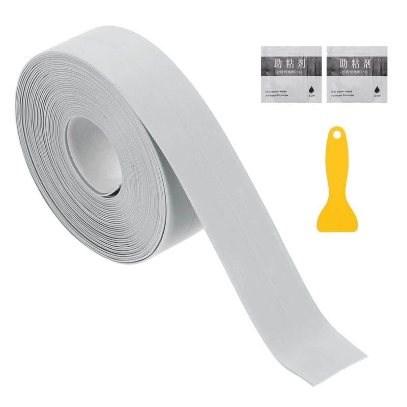 uxcell Caulk Tape Waterproof, 0.83 Inch x 16.4 ft Self-Adhesive Sealant Sealing Strip Caulking Sealant Tape PVC with Tool for Kitchen Sink Toilet Bathroom Bathtub Floor, Gray