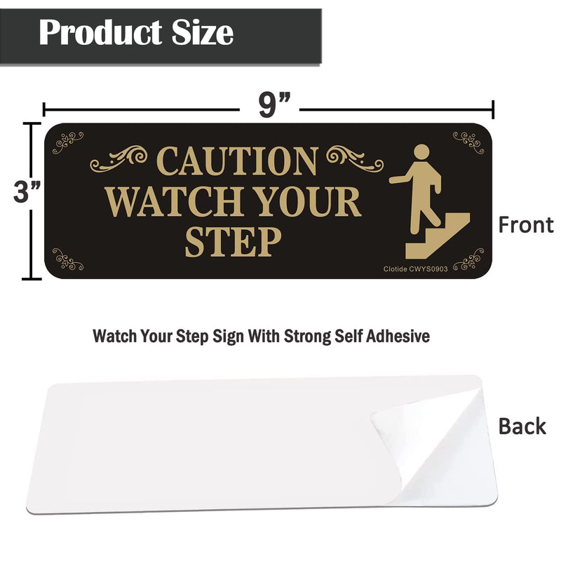 [Australia - AusPower] - 3 Pack Caution Watch Your Step Sign, 3” x 9” Thick Acrylic Self-Adhesive Warning Sign for Business Restaurants Offices, Easy to Install 