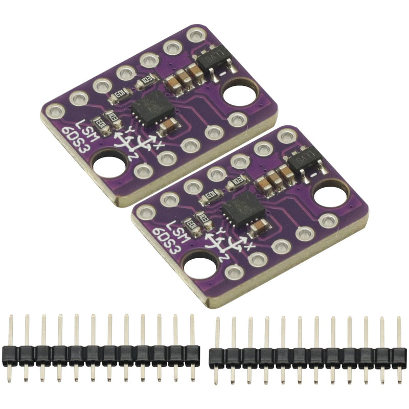 [Australia - AusPower] - 2PCS LSM6DS3 Accelerometer Gyroscope Embedded Digital Temperature Sensor Board Tilt Angle Module SPI IIC I2C Interface Breakout Module 