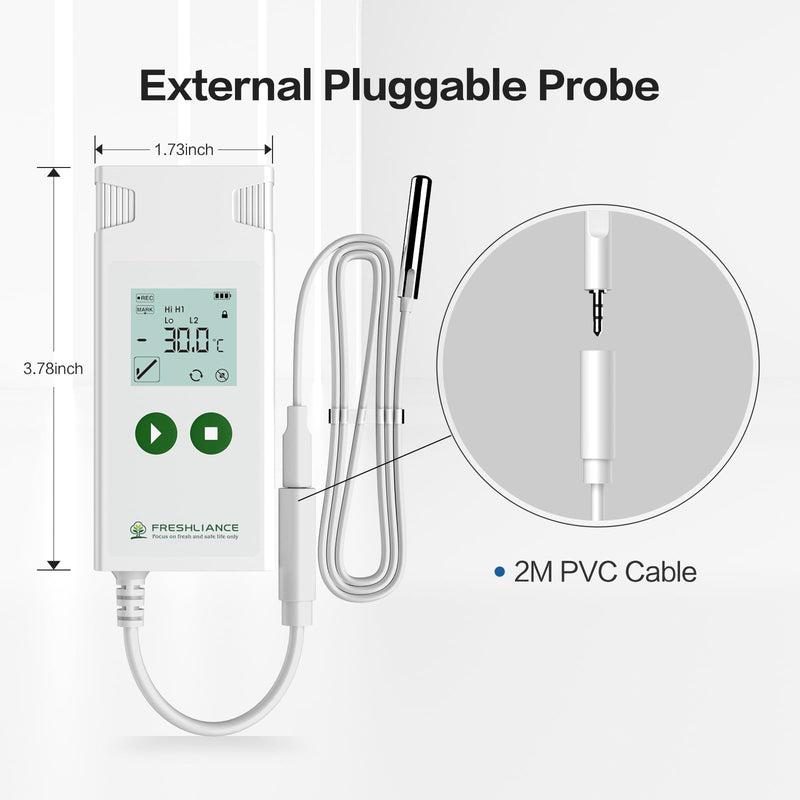 [Australia - AusPower] - Freshliance Digital Temperature Data Logger, Reusable Temperature Recorder with High Accuracy External Probe, Configurable USB Temperature Monitor 35000 Points with PDF CSV Report, Atlas Log-30 