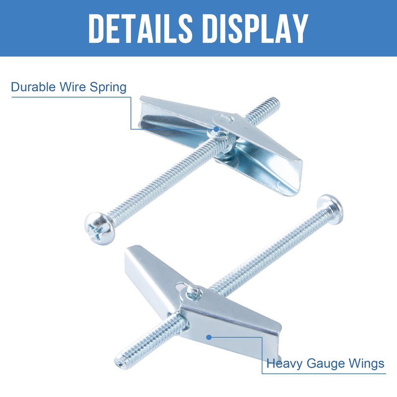 [Australia - AusPower] - 3/16"x5" Toggle Bolts (12 Pcs) 3/16 inch Wall Anchors for Drywall Heavy Duty, Butterfly Anchor Bolt for Hollow Wall, Sheetrock, Ceiling 3/16" (12 Pcs) 