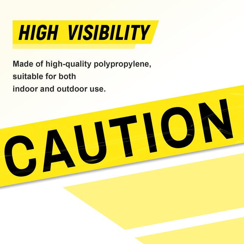 TopSoon Non-Adhesive Yellow Caution Tape 3-Inch by 300-Feet Roll Highly Visible Barricade Tape Weatherproof Safety Barrier Tape Caution Tape, 300 Feet