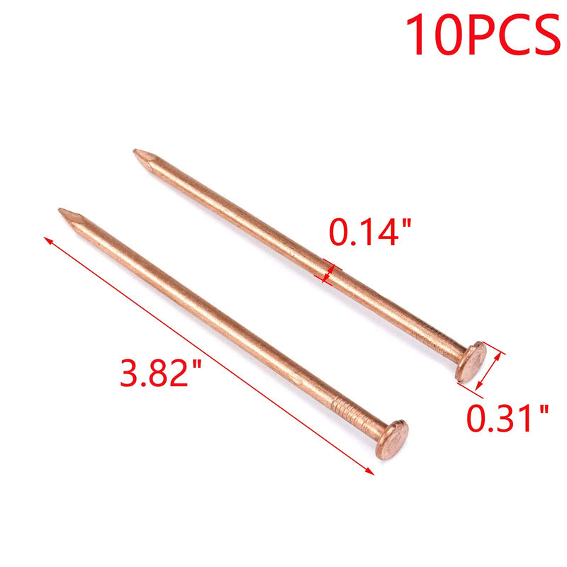 [Australia - AusPower] - MY MIRONEY 10 Pack 4 Inch Copper Nails Solid Copper Nail Spikes for Slating & Roofing 4" 