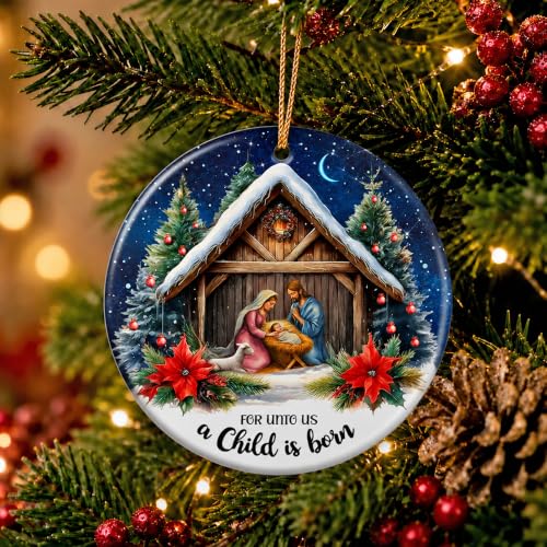 Nativity Christmas Ornament 2026 Snowy Stable Manger Faith Gift