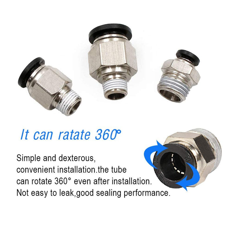 Beduan Push to Connect Fitting, 3/8" Tube OD x 1/4" NPT Thread Male Straight Pneumatic Air Fitting (Pack of 10) 3/8"OD-1/4"NPT