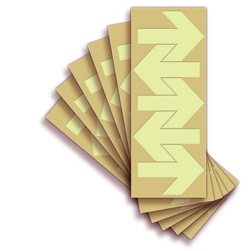 iSYFIX Glow in the Dark Arrow Stickers - 30 Pack, 4x3 Inch - Premium Self-Adhesive Photoluminescent Vinyl, Safety Sticker, Perfect to mark Stairs, Exits, Steps, Garages, Home, Office, Switches & Walls
