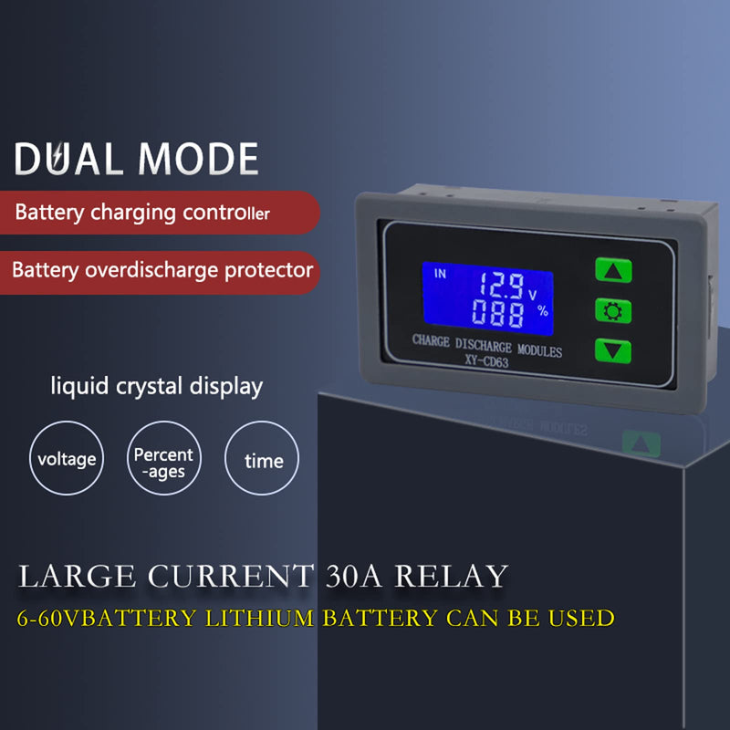 [Australia - AusPower] - DC 6V-60V Low Voltage Protector Disconnect Switch Module with LCD Display, 30A Under-Voltage Deficit Protector 