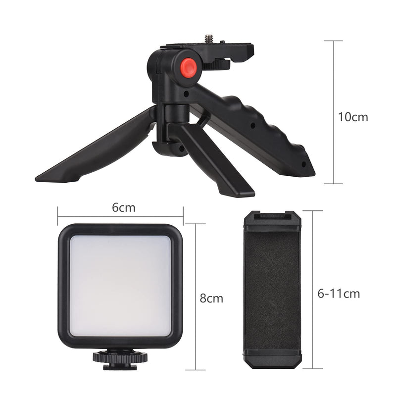 [Australia - AusPower] - Mini Smartphone Vlog Kit with LED Video Light, Cardioid Microphone, Extendable Phone Clip, Adjustable Brightness Tripod for Live Streaming, Vlogging, Video Conferencing & Selfies 