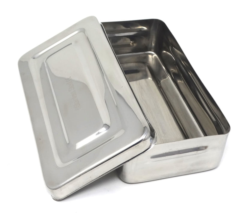 [Australia - AusPower] - Stainless Steel LAB Dental Sterilizer Instrument Box, Organizer Jewelry/Tools Storage Tray with Lid - 8.5L x 4.25W x 2H 