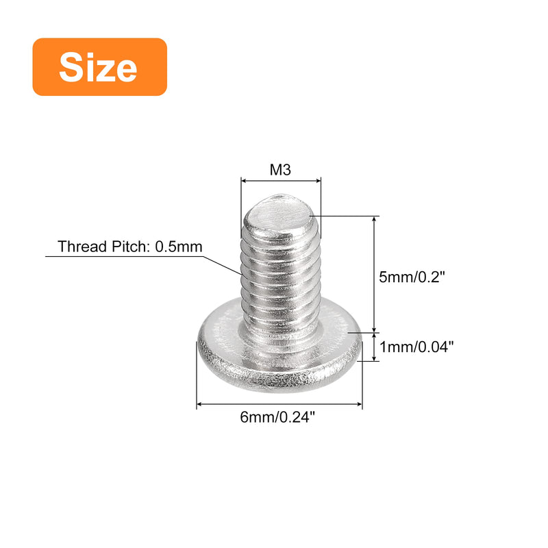 [Australia - AusPower] - uxcell M3-0.5 x 5mm 100Pcs Flat Round Head Screws 304 Stainless Steel Phillips Drive Machine Screws Hardware Fastener for Furniture Connection 