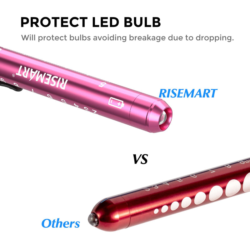 [Australia - AusPower] - RISEMART Pen Lights for Nurses, 2Pack Reusable Medical Pen Light with Pupil Gauge and Ruler, White Light LED Penlight for Nurse Student Doctors EMT (Bright Pink/Purple) Bright Pink and Purple 