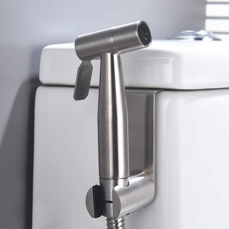 LikeHome 2 Pieces Bidet Toilet Sprayer Head Stainless Steel Handheld Bidet Sprayer Cloth Bathroom Diaper Spray for Kitchen and Toilet Cleaning Brushed Nickel