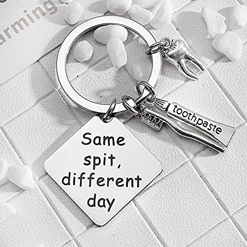 [Australia - AusPower] - Dental Hygenist Gift Dentist Gifts for Women Men Same Spit Different Day Keychain Gifts for Dentists Male Dental Assistant Student Gifts Key Chains 