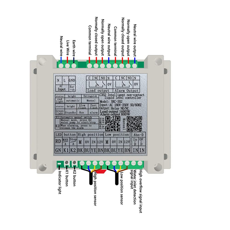 [Australia - AusPower] - Automatic Water Level Controller Automatic Water Pump Controller for Overhead Tank with Two Non Contact Liquid Level Sensors Water Tank Automatic Filling System 