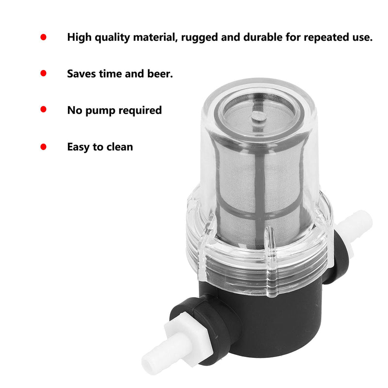 [Australia - AusPower] - 3/8" Hose Nozzle Inline Strainer, Professional Inline Water Strainer with 150 Micron / 100 Mesh Filter Strainer, 150 PSI Plastic Beer T Strainer for Home Brewery, Water and Beer Filter System 