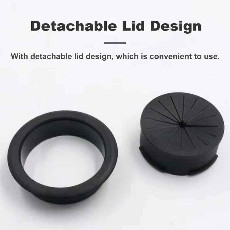 [2 Pack] Desk Grommet 2 Inch Flexible Desk Hole Cover for Cables Desktop Equipment Wiring Management Desk Cord Hole Cover for Home & Office Table Cables - Black 2 Inches