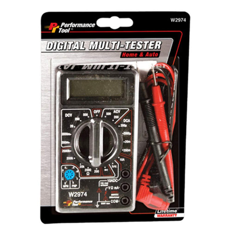 [Australia - AusPower] - Performance Tool W2974 Digital Multimeter Tester 2000 Counts with AC DC Voltmeter and Ohm Volt Amp Meter, Measures Voltage, DC Current Measurement, Automatic Zero Adjust, 9V Battery Included Other Digital Tester (Pack of 2) 