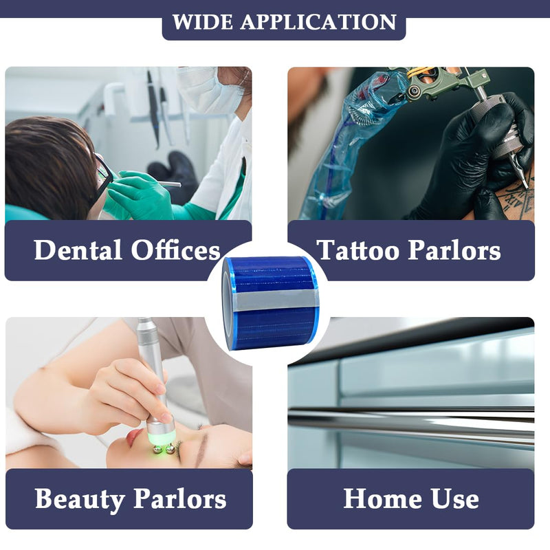 1200 Sheets Dental Barrier Film Roll 4 "x 6" Disposable Perforated Adhesive Barrier Tape for Tatto Parlor,Beauty Salon,Dental Clinic Blue