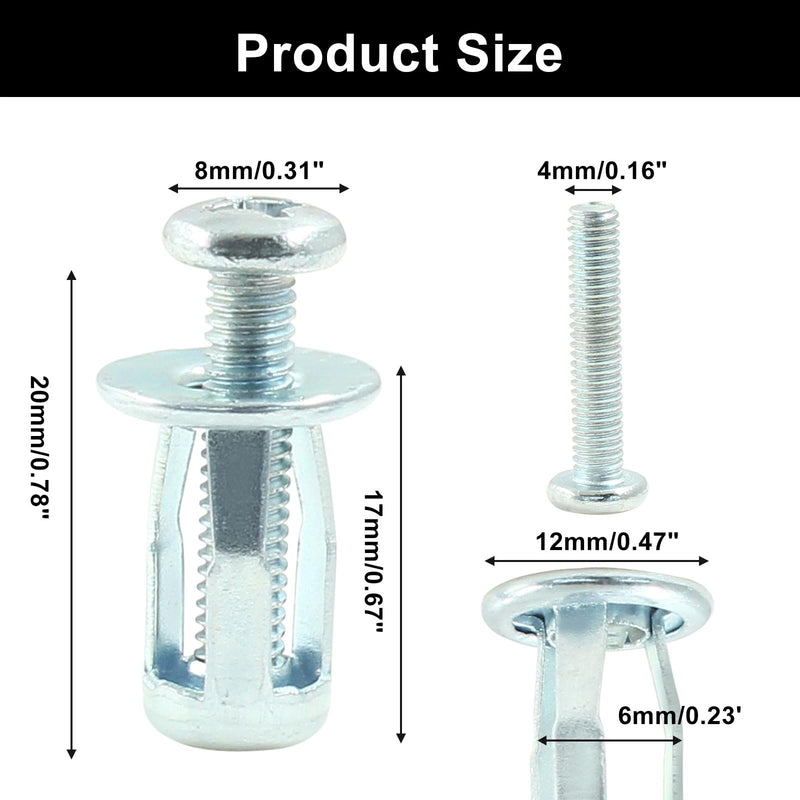 [Australia - AusPower] - 20 Pcs Hollow Door Anchors, M4 x 20 Hollow Metal Cavity Fixing Hollow Wall Anchors, Extra Short Hollow Wall Anchors for Aluminium cladding Sheet Steel Pipe, Iron Sheet, Hollow Plastic Sheet M4*20 