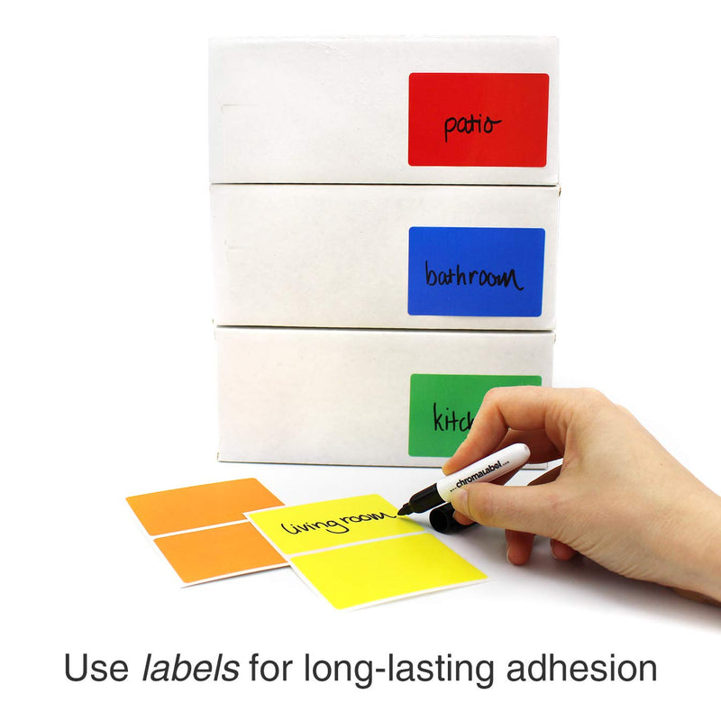 ChromaLabel Moving Labels Kit Color Code Tape & Label Pack, 150 Labels, 5 Rolls of Clean-Remove Tape, Permanent Marker