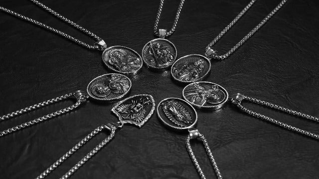 St Michael Necklace for Men - Stainless Steel Archangel Patron Amulet Medal Pendant,Saint Michael/Christopher/Joseph/Jude/Benedict/Anthony/Virgin Mary Catholic Jewelry Gift for Protection Confirmation Saint Michael