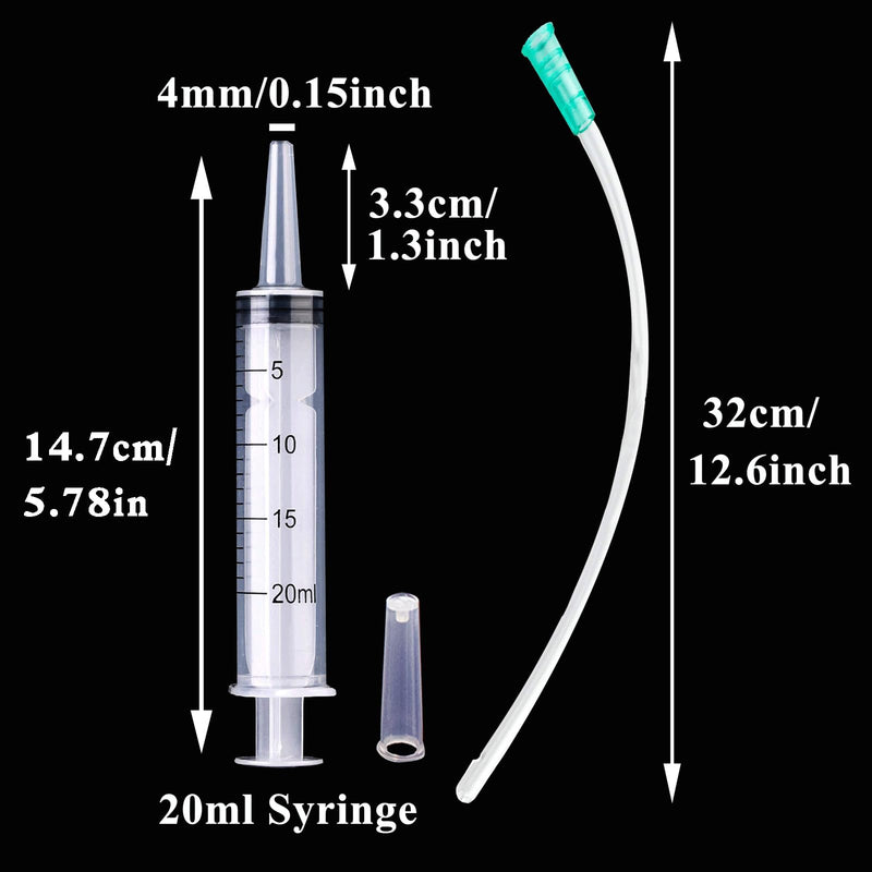 Cuyacili 4 Pieces 20 ml Large Plastic Syringe without Needle Syringe | Transparent Plastic Tubes with Hose PVC Scale Dosing Syringe for Scientific Labs Measuring Fluids Animal Feeding 20ml