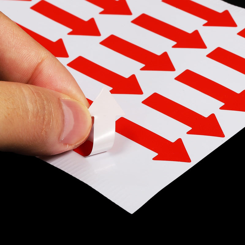 YOKIVE 6 Sheet / 180 Pcs Small Arrow Stickers, Inspections Defect Indicator PET Self Adhesive for Industrial Working, Defect Marking, Packaging (Red, 1.2x0.5-inch) Red