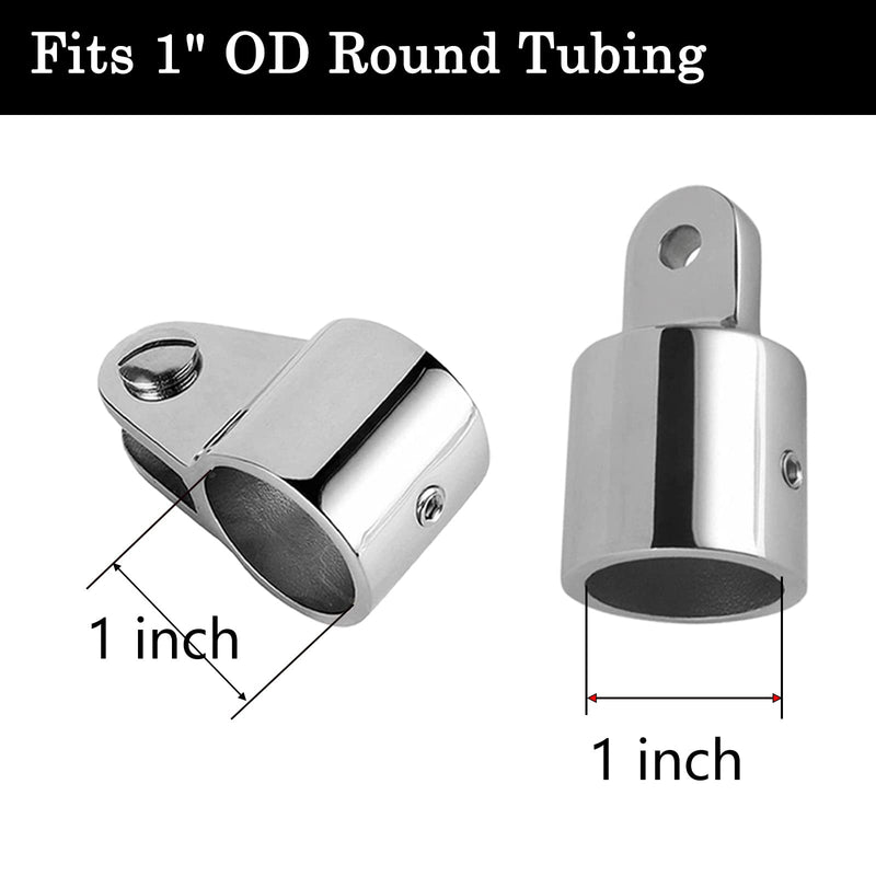 Bimini Top Hardware, Deck Hinge with Quick Release Pin, Eye End Cap, 316 Stainless Steel (2 Pair) White 1inch