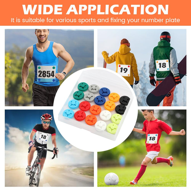 [Australia - AusPower] - 20 Pairs Running Bib Clips,Number Buckle Fixing System Triathlon Race Bib Holder,Running Bib Fixing Clips,Field Events Fastener Holder for Runners,Skating,Track,with Storage Box Mix colors 