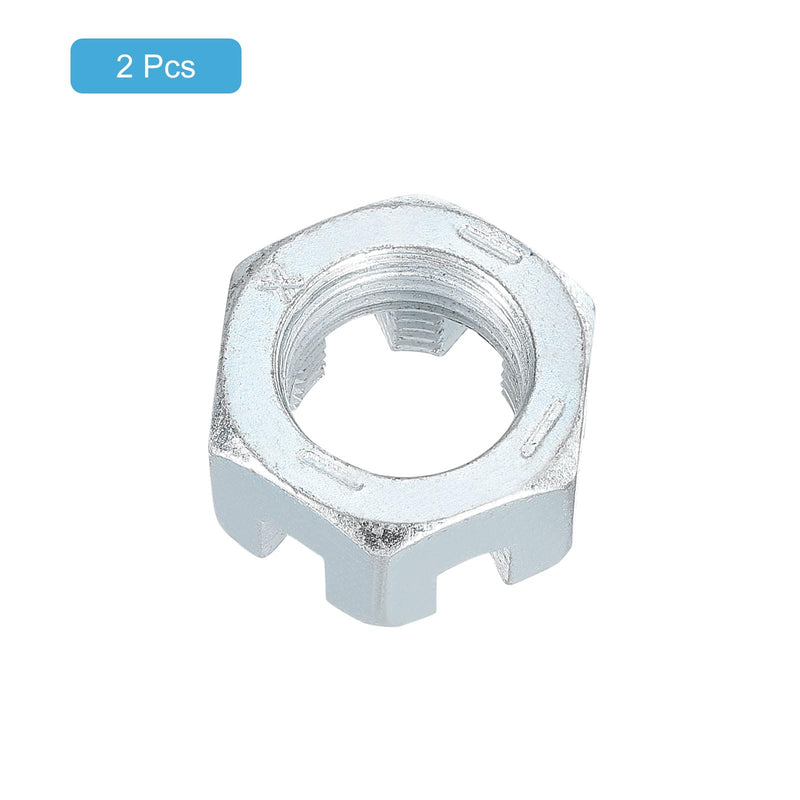 [Australia - AusPower] - uxcell 3/4-16 UNF Hexagon Slotted Nut, Grade 6.8 Zinc-Plated Carbon Steel Hex Nuts Good for Machinery Repairing, Silver, 2Pcs 2 