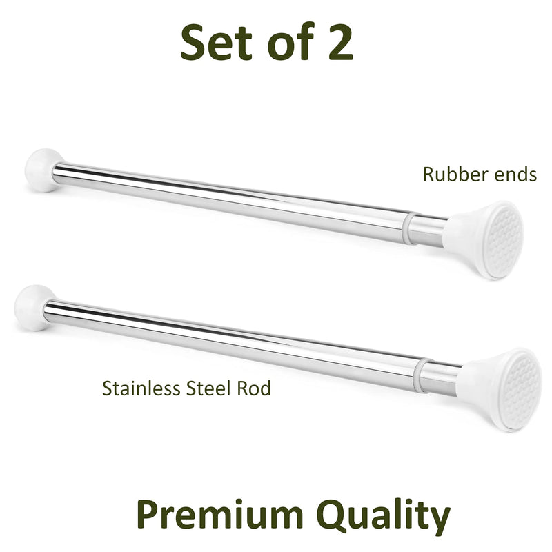 Deluxe Stainless Steel Sliding Door Guard Adjustable 23–40 inches w/White Caps - Feel Safe at Home with This Adjustable Home Security Bar 1" Dia. (2) 2