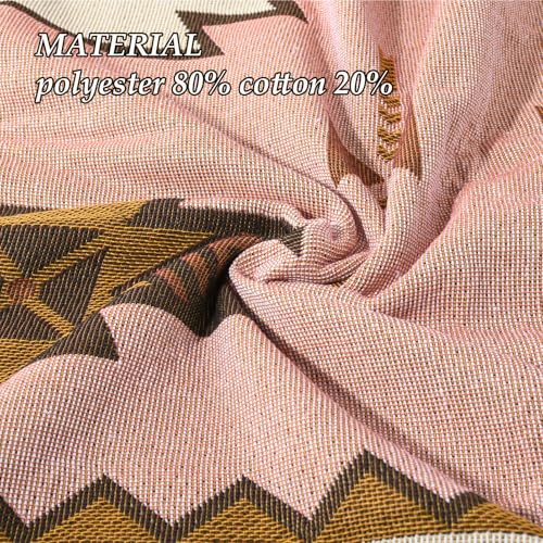 Snycler Boho Throw Blanket for Bed 50 * 60inch Woven Blanket Cotton Polyester Farmhouse Decor for Indoor Outdoor Sofa Bedroom Garden，All Season(Pink) Pink 50x60inch