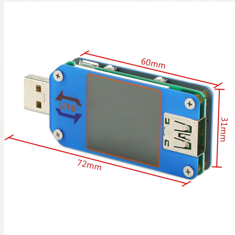 DROK USB Power Meter, DC 4-24V 5A LCD USB A&C Voltage Current Display USB Tester Multimeter, Test Speed of Charger Cables, Capacity of Power Bank, QC 2.0 3.0 Blue USB-A&USB-C Pro