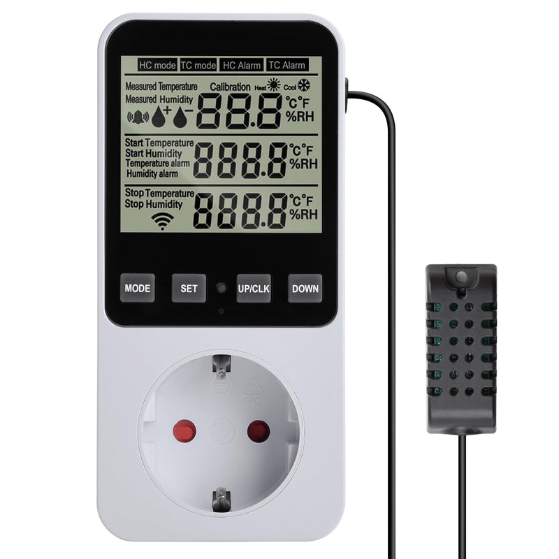 [Australia - AusPower] - Diymore Humidity Controller/Temperature Controller Socket 230 V with Sensor, 3680 W Digital Hygrostat Humidity Regulator with Alarm for Humidifier Dehumidifier Mushroom Terrarium Temperature and humidity controller 