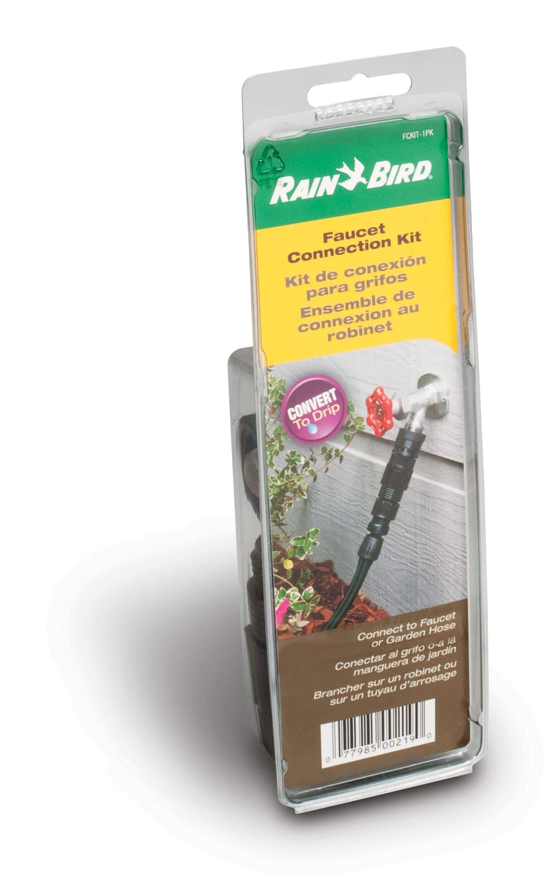 [Australia - AusPower] - Rain Bird FCKIT-1PK Drip Irrigation Easy Fit Faucet Connection Kit for 1/2" Tubing, Includes Pressure Regulator and Filter,black 