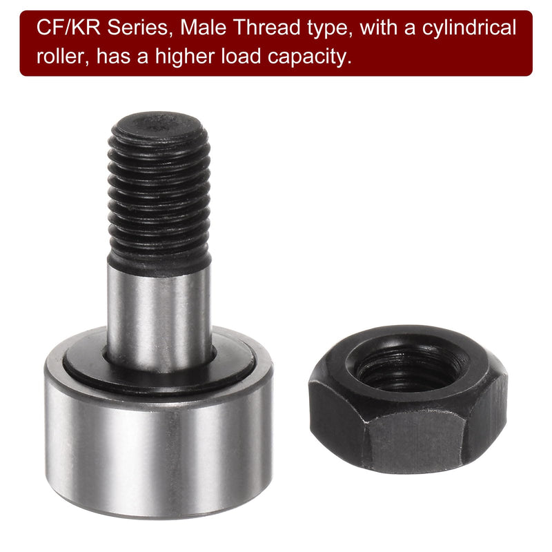 [Australia - AusPower] - 8pcs CF22 Cam Follower KR22 Needle Roller Bearing M10x1.25mm Male Thread 10mm Roller Diameter Stud Type 12mm Roller Width Miniature Track Roller Bearings CF10/KR22 8 